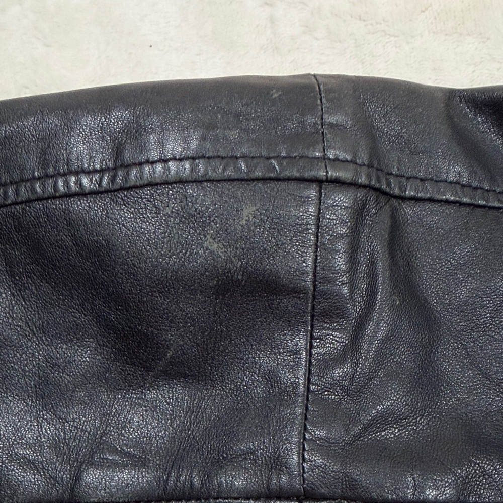 Mango Black Studded Collarless Leather Jacket - Picture 9 of 11